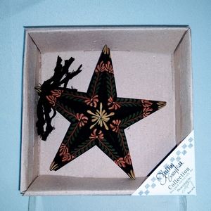 Set of 6 Metal Primitive Painted Star Ornaments